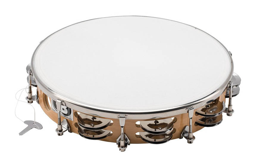 Tambourine - 10 Inch tunable Tambourine, double row jingles with plastic head