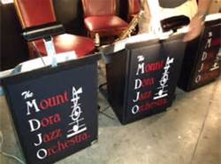 With a velcroed band name on a 28" swing it stand, Musicity.com