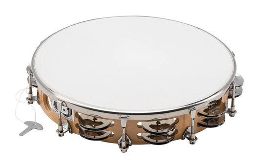 Tambourine - 10 Inch tunable Tambourine, double row jingles with plastic head