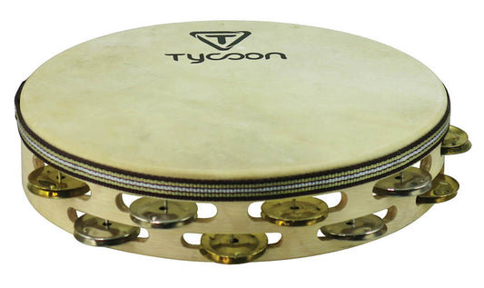 Tambourine - Tycoon 10 Inch wood double row jingles with head